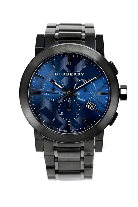 burberry large chronograph bracelet watch 42mm gunmetal|Burberry gunmetal dial.